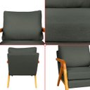 Ver mais imagens de Kit 4 Poltrona Sala Decorativa Stella Estofada Veludo Cinza Base Madeira Castanho - Arkell