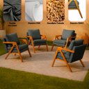 Ver imagem 5 de Kit 4 Poltrona Sala Decorativa Stella Estofada Veludo Cinza Base Madeira Castanho - Arkell