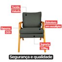 Ver imagem 7 de Kit 4 Poltrona Sala Decorativa Stella Estofada Veludo Cinza Base Madeira Castanho - Arkell