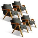 Ver imagem 3 de Kit 4 Poltrona Sala Decorativa Stella Estofada Veludo Cinza Base Madeira Castanho - Arkell