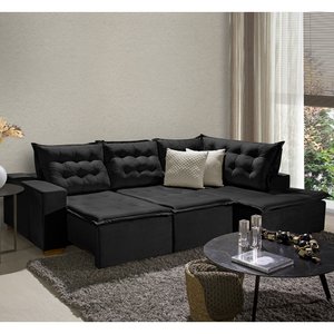 Sofá de Canto 5 Lugares Vitoria 270cm Retrátil e Reclinável com Tecido Veludo Nobre Sofatec