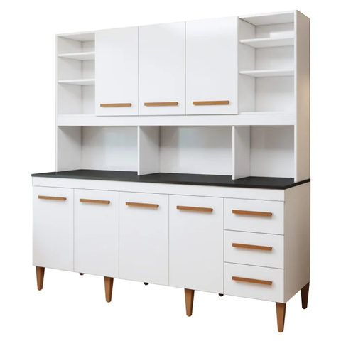 Kit de Cozinha Atenas 7 Portas Branco - Kaiki Móveis