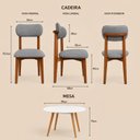 Ver imagem 3 de Kit Mesa Jantar 90cm Branca & 4 Cadeiras Estofadas Linho Cinza-Escuro