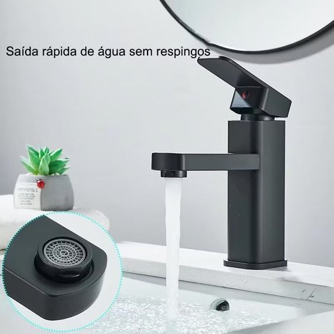 Torneira de Banheiro Gourmet Preto Fosco Água Fria Fc-138