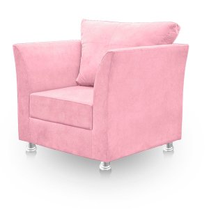 Poltrona Decorativa para Quarta, Sala e Escritorio Lisboa Suede Rosa Bebe- Modena Decor