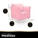 Ver imagem 3 de Poltrona Decorativa para Quarta, Sala e Escritorio Lisboa Suede Rosa Bebe- Modena Decor