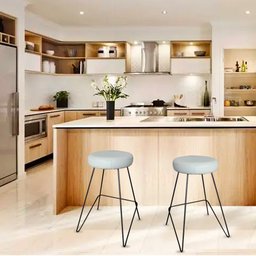 Banqueta Banco Aço Média Cozinha Bar Balcão Bistrô Sala 63cm:offwhite - 2