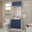 Ver imagem 1 de Conjunto Gabinete para Banheiro 80cm 3 Portas Branco/Azul Vik Madesa 02