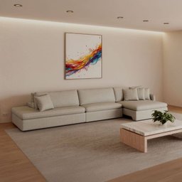 Sofá Áustria Retrátil e Reclinável 3,20m em Linho Aston Cinza Amarronzado - Home Mobily - 5