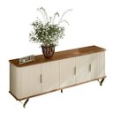 Ver imagem 1 de Buffet Aparador Arcade Ripado 1.7 4 Portas Cinamomo Mel/Off White - PR Móveis