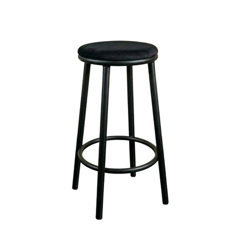 Banqueta Alta Cozinha Redonda sem Encosto Suede Luna:preto