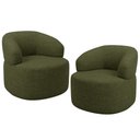 Ver imagem 2 de Kit 02 Poltronas Giratória Orgânica para Sala de Estar Living Helena L02 Linho Verde - Lyam Deco