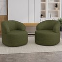 Ver imagem 1 de Kit 02 Poltronas Giratória Orgânica para Sala de Estar Living Helena L02 Linho Verde - Lyam Deco