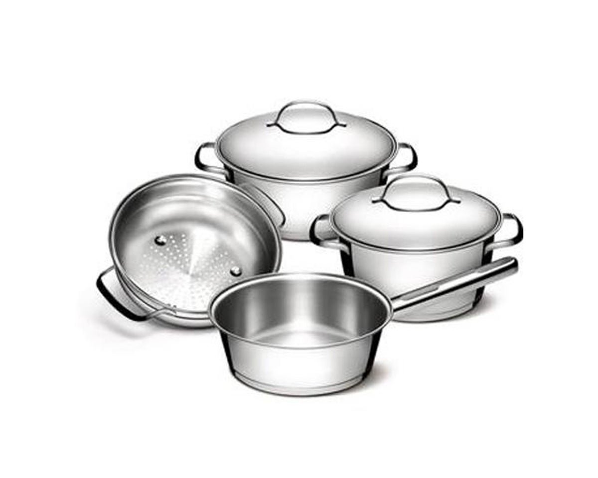 Conj Panelas Aço Inox 4 pçs Allegra | MadeiraMadeira