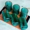Jogo com 6 Copos Cameratta de Vidro Verde com Borda Dourada para Agua ou Suco 425ml - 4