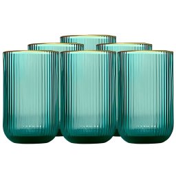 Jogo com 6 Copos Cameratta de Vidro Verde com Borda Dourada para Agua ou Suco 425ml - 1