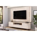 Ver imagem 3 de Estante P/ Sala até 75 Pol Areta C/ Led e Nicho 218x189cm Off White - Dj Móveis