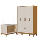 Ver imagem 1 de Guarda Roupa Infantil Flip 4 Portas com Berço Americano Flip Areia Acetinado Savana - Reller
