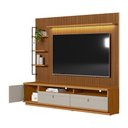 Ver imagem 5 de Conjunto Painel Ripado Betina com 1 Rack e 1 Módulo Lateral Esquerdo Nature e Off White 225x198 Cm -