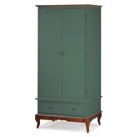 Guarda Roupa Solteiro 2 Portas 1 Gaveta 60406 Linz Móveis - Verde Musgo/Imbuia