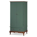Ver imagem 1 de Guarda Roupa Solteiro 2 Portas 1 Gaveta 60406 Linz Móveis - Verde Musgo/Imbuia