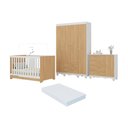Ver imagem 1 de Quarto de Bebê Completo Berço Americano 3 em 1 Colchão Dengo Multimóveis Mp4600 Branco/madeirado