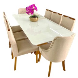 Sala de Jantar Mesa Amstedã 2,0x1,0m 8 Cadeiras Art Salas - 1