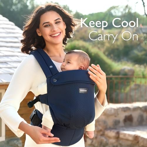 Momcozy Canguru Ergonom. Air Mesh Azul, Suporte Lombar P/ 3-24 Meses - 4