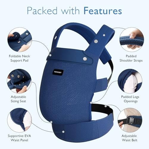 Momcozy Canguru Ergonom. Air Mesh Azul, Suporte Lombar P/ 3-24 Meses - 5