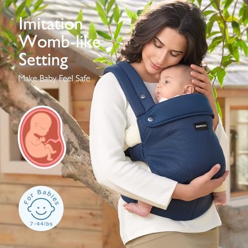 Momcozy Canguru Ergonom. Air Mesh Azul, Suporte Lombar P/ 3-24 Meses - 8