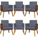 Ver imagem 1 de Kit 6 Poltronas Decorativas para Escritório Lis Corino e Pé 30cm - Cinza Suede Corino