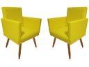 Ver imagem 1 de Kit 2 Poltronas Decorativa Bia Couro Amarelo Pés Madeira Mz Decor