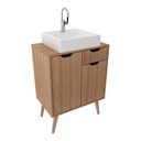 Ver imagem 1 de Gabinete Banheiro 60cm 2 Portas e 1 gaveta Retrô Multimóveis CR10118 Amêndoa