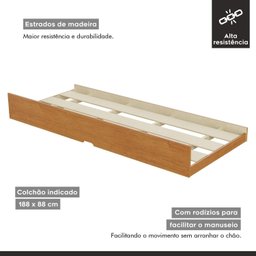 Cama Auxiliar Solteiro 188,6x93x23,5 Cm Luna - 6
