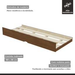 Cama Auxiliar Solteiro 188,6x93x23,5 Cm Luna - 6