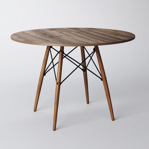 Mesa Eiffel Tampo Redonda De Madeira 90Cm Amadeirado Marrom
