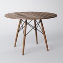 Ver imagem 1 de Mesa Eiffel Tampo Redonda De Madeira 90Cm Amadeirado Marrom
