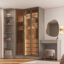 Ver imagem 1 de Guarda Roupa Modulado de Canto com LED e Escrivaninha MDF Duna
