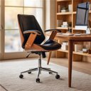 Ver imagem 1 de Cadeira de Escritório Ergonômica Giratória Diretor Executiva Couro Lisboa Rivatti Office Preta