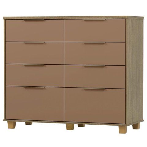 Cômoda Quarto 121cm 8 Gavetas Delmont Nature/camarim V02 - Mpozenato