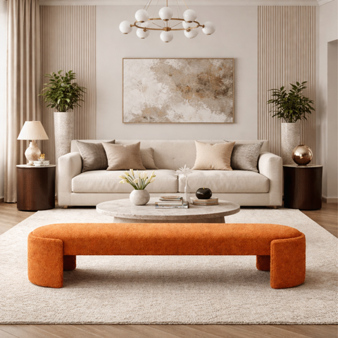 Recamier Luxo Decorativo Puff Fly 193cm Cama King Estofados:terra Cota