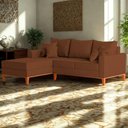 Ver imagem 2 de Sofá 3 Lugares Beny com Chaise Esquerdo Corino Terracota
