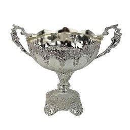 Centro de Mesa e Travessa Prateado para Doces e Frutas - 31,5x23x21cm - 2