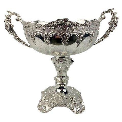 Centro de Mesa e Travessa Prateado para Doces e Frutas - 31,5x23x21cm