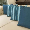 Ver imagem 2 de Kit 4 Capas de Almofadas Listras Verdes e Verde Escuro Liso 45x45cm