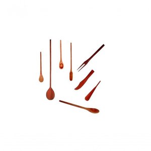 Kit Culinário de Pau Madeira Colher Espátula Garfo Faquinha