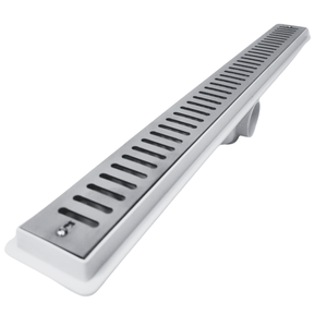 Ralo de Banheiro Abre Fecha 80cm X 5cm Inox 304 Coletor Branco Seca Box