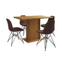 Ver imagem 6 de Mesa Jantar Londres Tampo Canela 120cm 4 Cadeiras Ferro Preto Estofado Caramelo