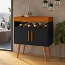 Ver imagem 2 de Aparador Café Drink com Portas Preto/caramelo Pés em Madeira Pinus Ofertamo