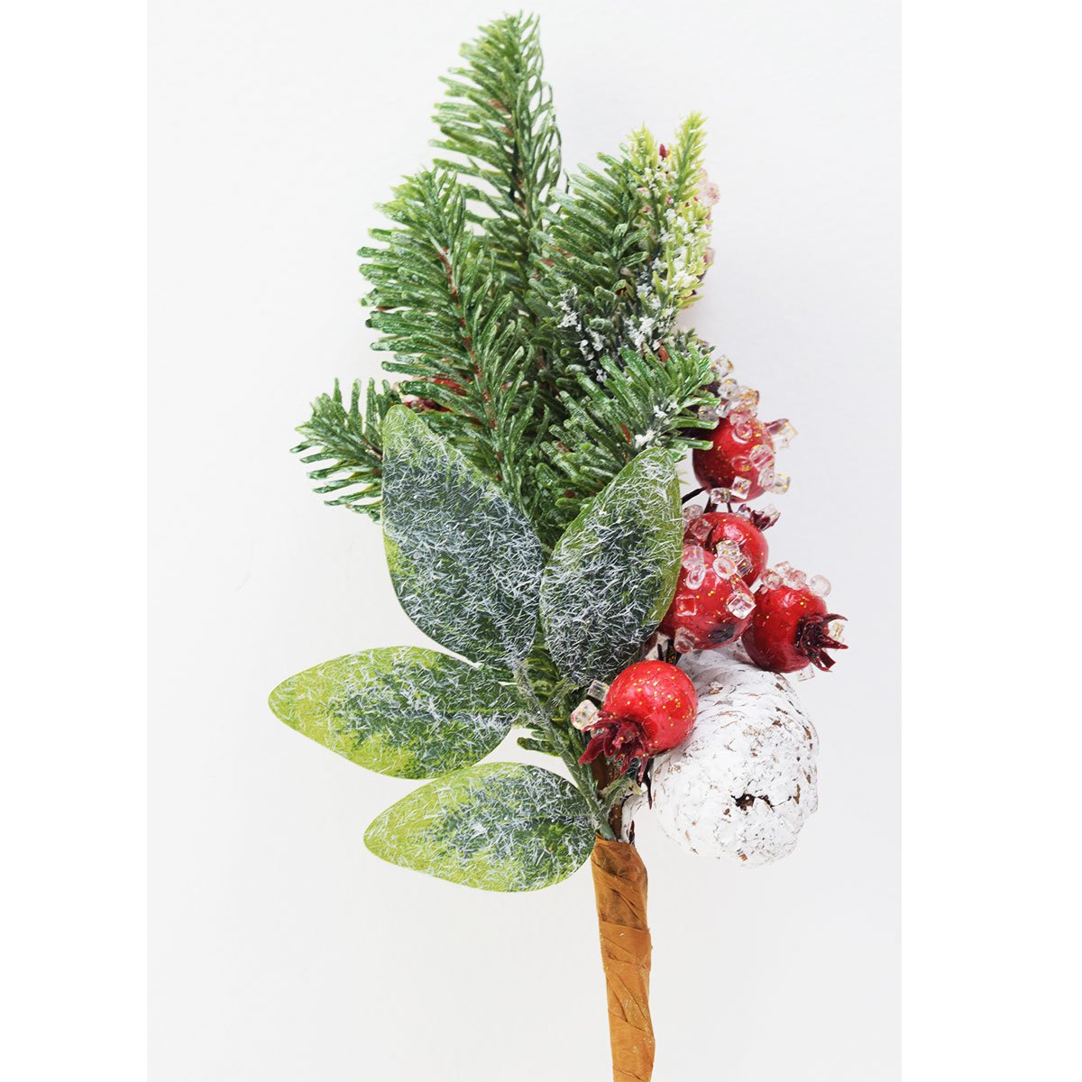 Haste mista berries e pinha natalino 31cm Vermelho e Verde - 2